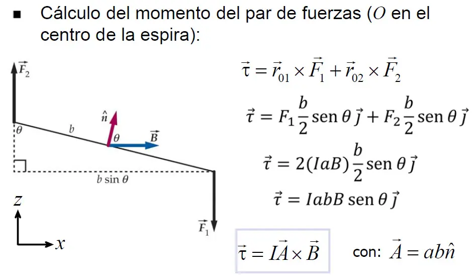 diferencia momento magnetico y momento mecanico de una espira - Cuál es la fórmula del momento magnético
