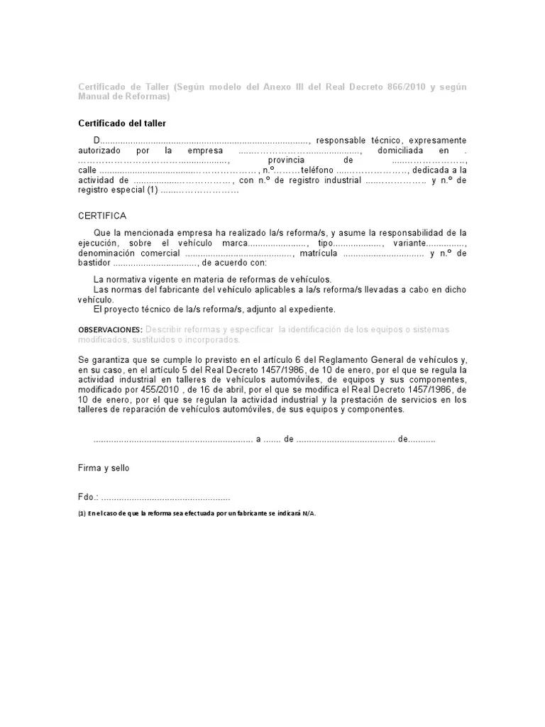 Certificado de Taller Mecánico: Modificaciones y Renovación - Cuánto dura un certificado de taller certificado taller mecanico modificacion - Cuánto dura un certificado de taller