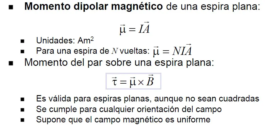 diferencia momento magnetico y momento mecanico de una espira - Qué es el momento magnético de una espira